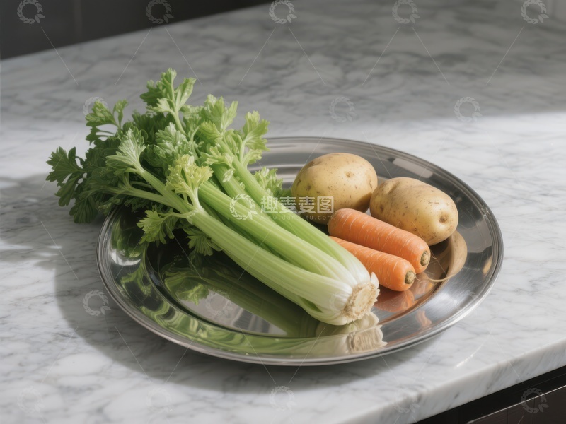 高清大图下载【趣麦麦图】新鲜蔬菜摆放于金属盘中