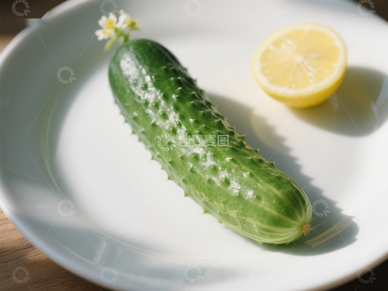 高清大图下载【趣麦麦图】黄瓜与柠檬的清新组合