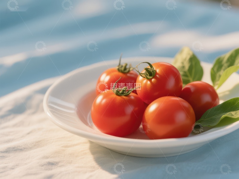 高清大图下载【趣麦麦图】新鲜番茄置于白色盘中
