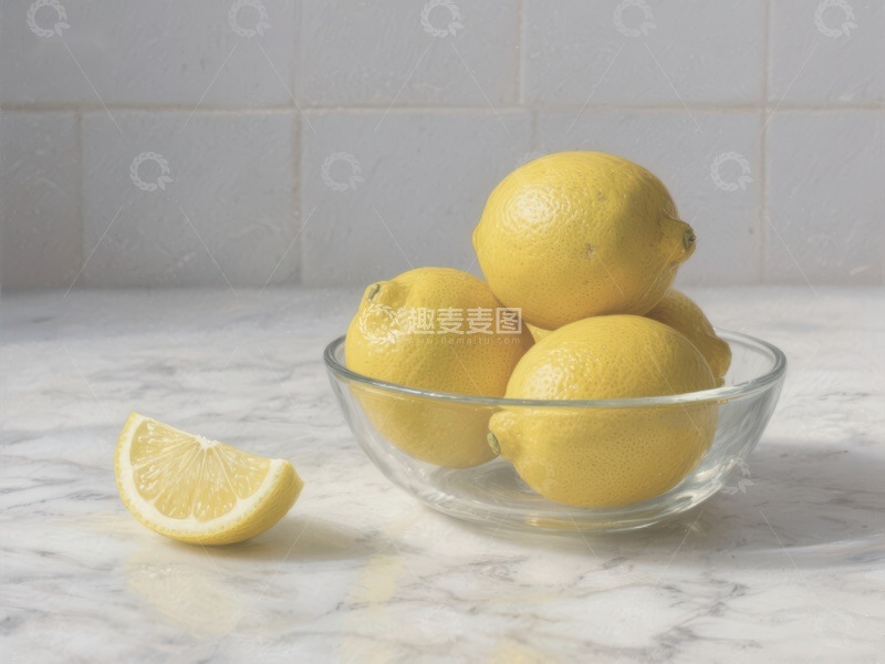 高清大图下载【趣麦麦图】玻璃碗中的柠檬与切片