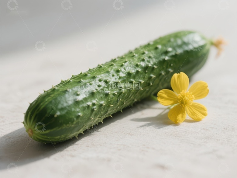 新鲜黄瓜与黄色小花