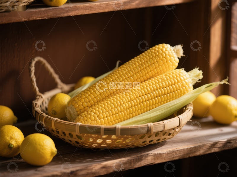 高清大图下载【趣麦麦图】玉米与柠檬的静物组合
