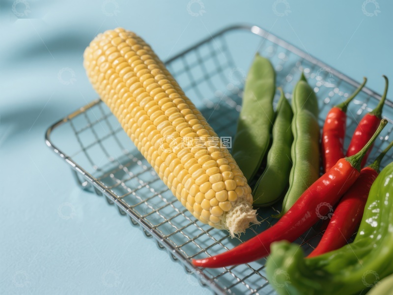 高清大图下载【趣麦麦图】玉米辣椒与豆荚的清新组合