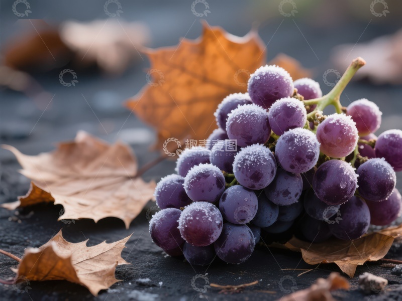 高清大图下载【趣麦麦图】霜冻葡萄与秋叶