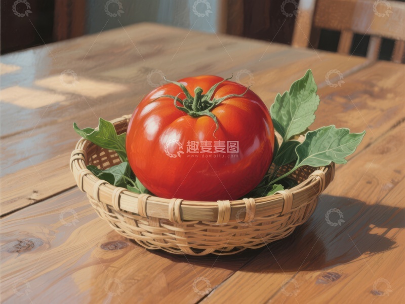 高清大图下载【趣麦麦图】篮中新鲜红番茄