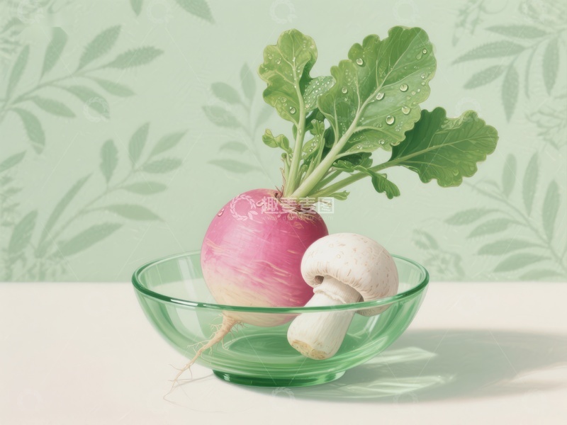 高清大图下载【趣麦麦图】碗中萝卜与蘑菇的静物组合