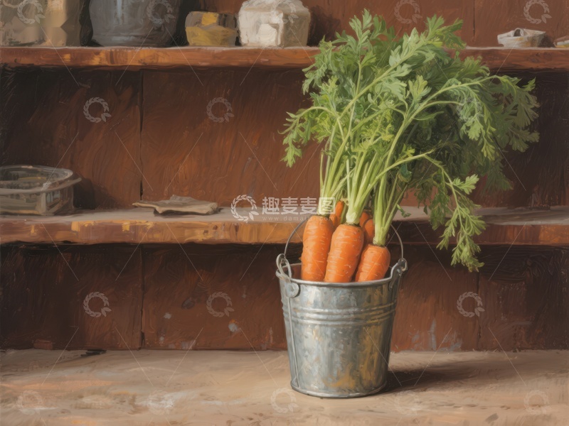 高清大图下载【趣麦麦图】金属桶中的新鲜胡萝卜