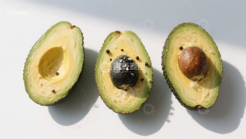 高清大图下载【趣麦麦图】新鲜牛油果切半展示