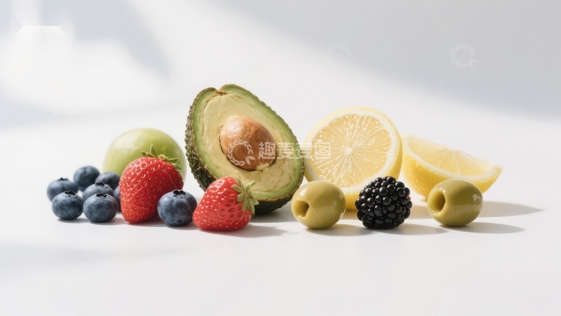 高清大图下载【趣麦麦图】新鲜水果与橄榄的健康组合
