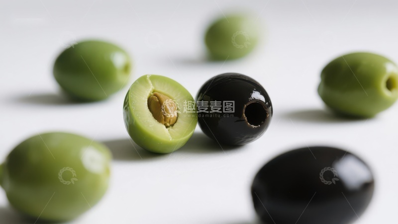 高清大图下载【趣麦麦图】绿黑橄榄对比展示