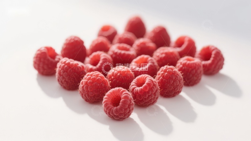 高清大图下载【趣麦麦图】新鲜红莓散落于白色背景