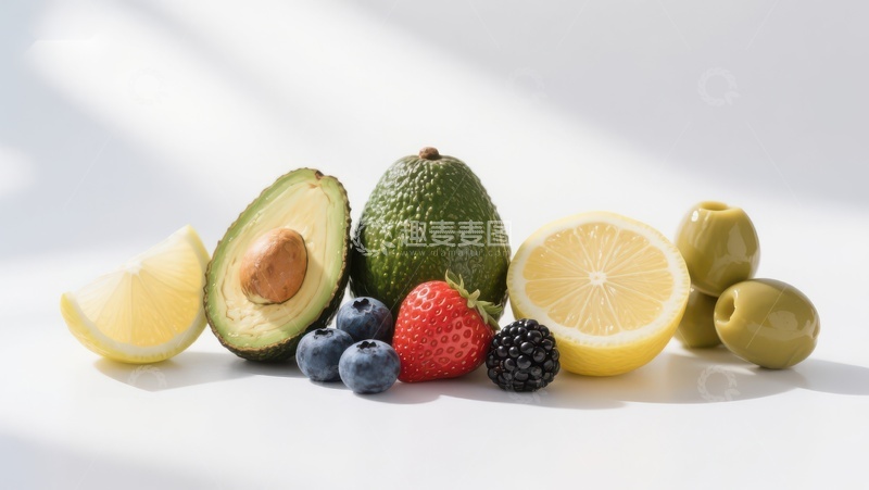 高清大图下载【趣麦麦图】新鲜水果与橄榄的静物组合