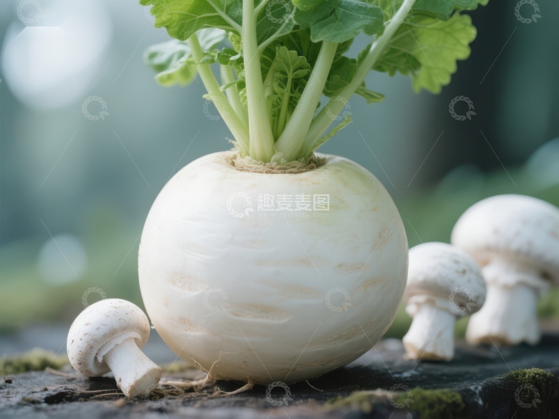 高清大图下载【趣麦麦图】新鲜芜菁与蘑菇的自然组合