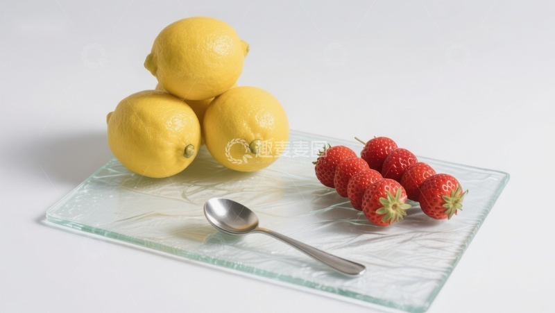 高清大图下载【趣麦麦图】柠檬与草莓静物摆放