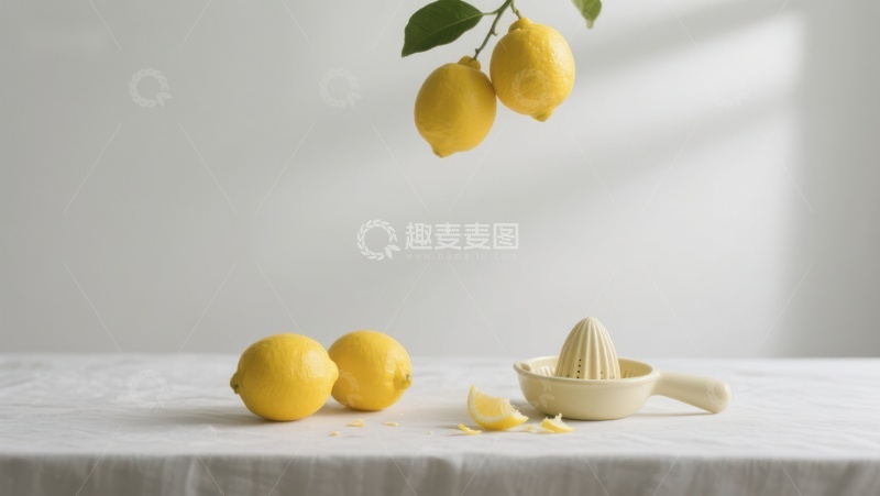 高清大图下载【趣麦麦图】柠檬与榨汁器的静物组合