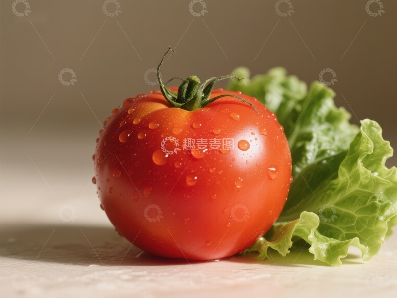 高清大图下载【趣麦麦图】新鲜番茄与生菜特写