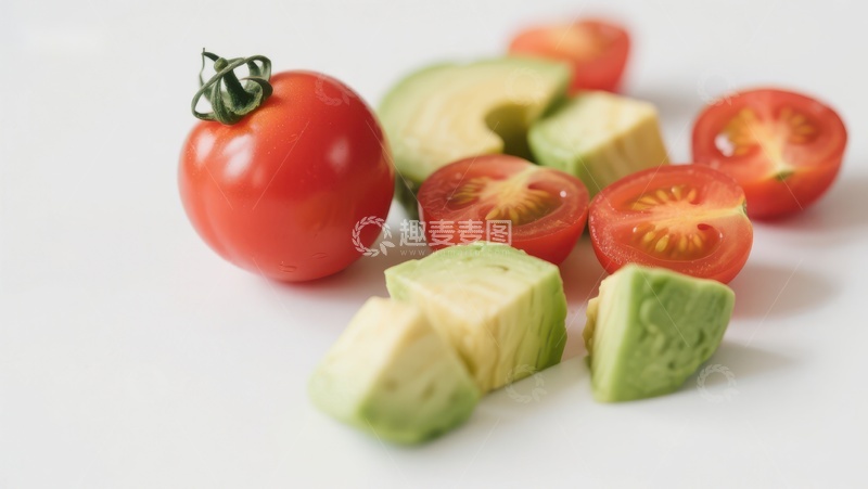 高清大图下载【趣麦麦图】新鲜番茄与牛油果切片