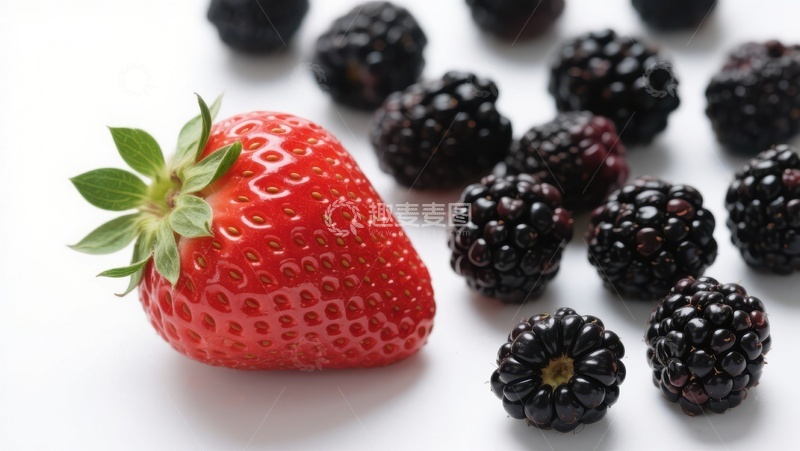 高清大图下载【趣麦麦图】草莓与黑莓的静物组合