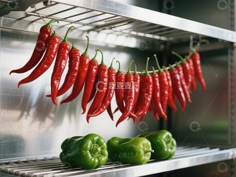 红绿辣椒悬挂展示