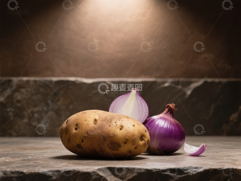 高清大图下载【趣麦麦图】土豆与洋葱的静物组合