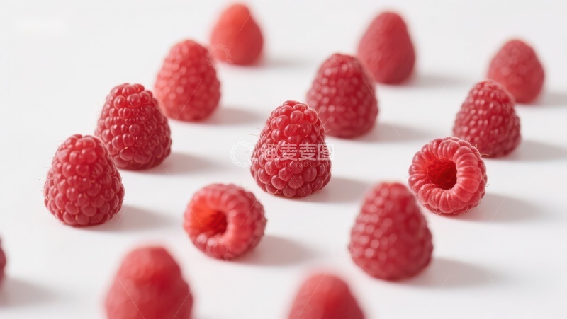 高清大图下载【趣麦麦图】新鲜红莓散落白色背景