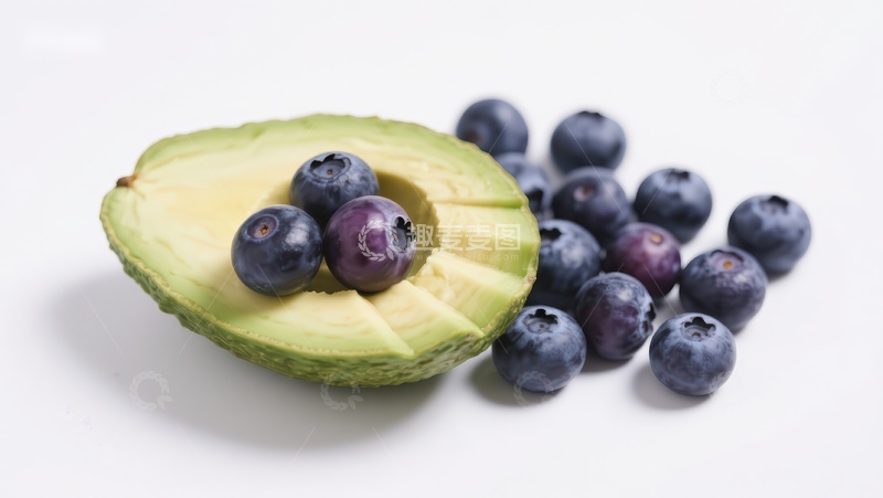 高清大图下载【趣麦麦图】牛油果与蓝莓的清新组合
