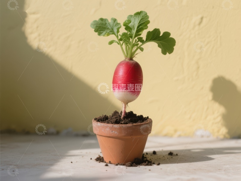 高清大图下载【趣麦麦图】盆栽中的红白萝卜