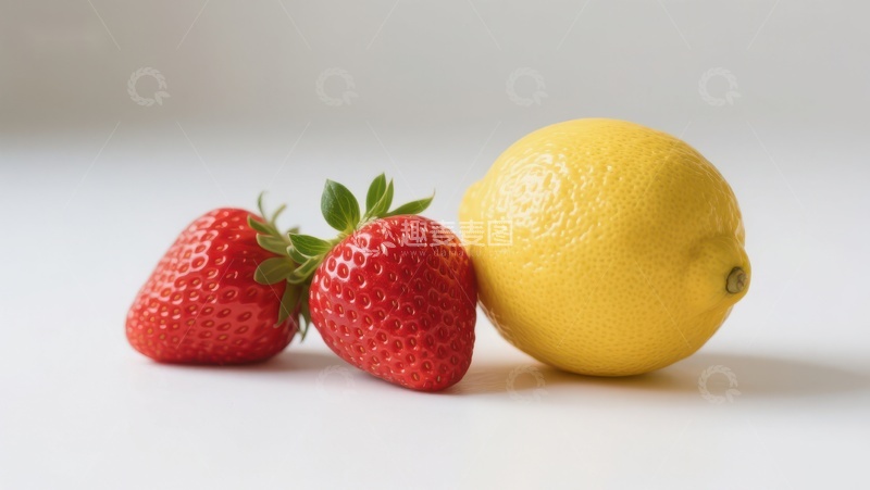 高清大图下载【趣麦麦图】草莓与柠檬的清新组合