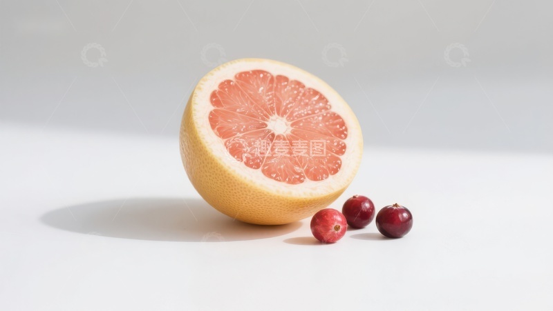 高清大图下载【趣麦麦图】切开的葡萄柚与几颗蔓越莓