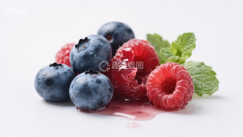 高清大图下载【趣麦麦图】新鲜蓝莓与覆盆子特写