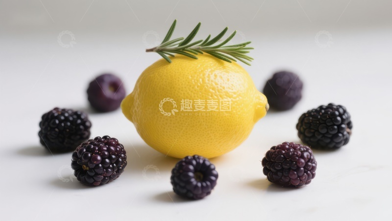 高清大图下载【趣麦麦图】柠檬与黑莓的清新组合