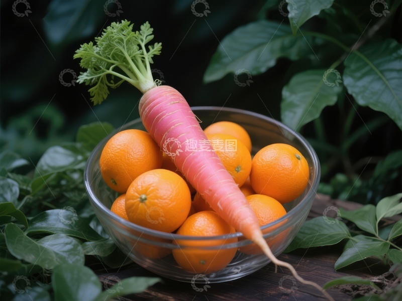 高清大图下载【趣麦麦图】胡萝卜与橙子的自然组合
