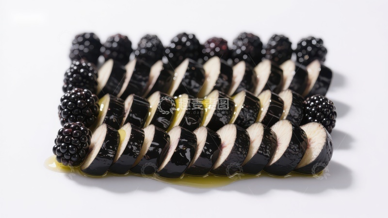 高清大图下载【趣麦麦图】黑莓与无花果切片的精致排列
