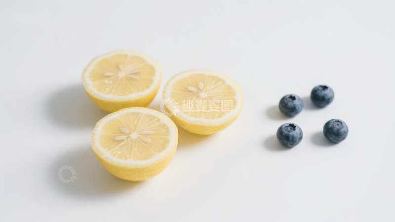 高清大图下载【趣麦麦图】柠檬切片与蓝莓的清新组合