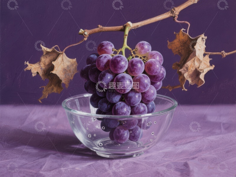 高清大图下载【趣麦麦图】紫色葡萄静物画