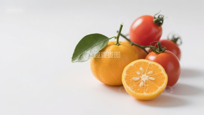 高清大图下载【趣麦麦图】橙子与樱桃番茄的清新组合
