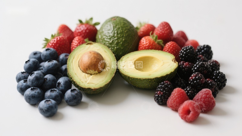 高清大图下载【趣麦麦图】新鲜水果组合：牛油果与浆果
