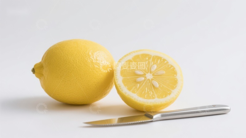 高清大图下载【趣麦麦图】柠檬切片与刀具