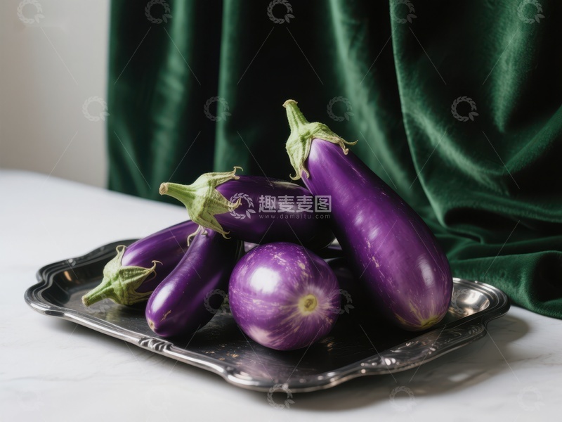 高清大图下载【趣麦麦图】盘中紫色茄子静物摄影