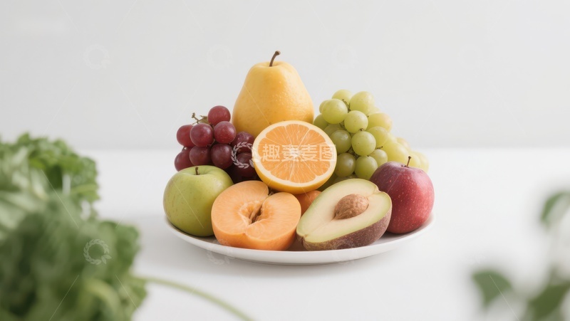 高清大图下载【趣麦麦图】新鲜水果盘，色彩缤纷