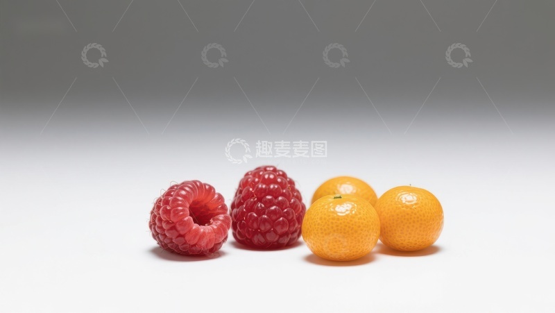 高清大图下载【趣麦麦图】覆盆子与柑橘并排展示