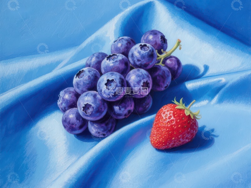 高清大图下载【趣麦麦图】蓝莓与草莓的静物画