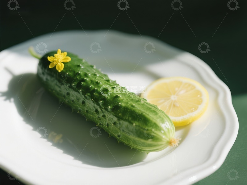高清大图下载【趣麦麦图】黄瓜柠檬盘中静，清新自然
