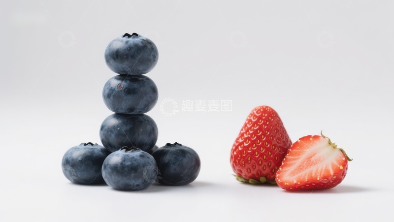 高清大图下载【趣麦麦图】蓝莓堆叠与草莓并置