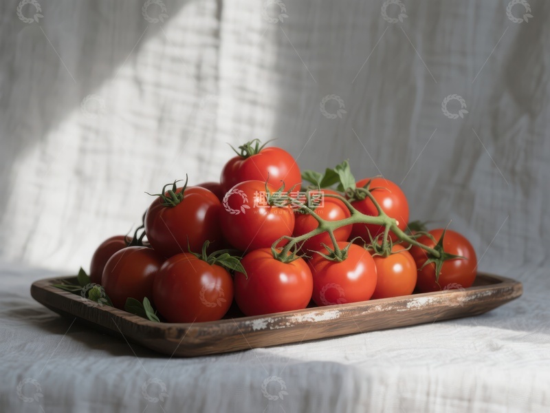 高清大图下载【趣麦麦图】新鲜番茄堆放在木质托盘上