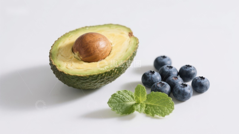 高清大图下载【趣麦麦图】新鲜牛油果与蓝莓的健康组合