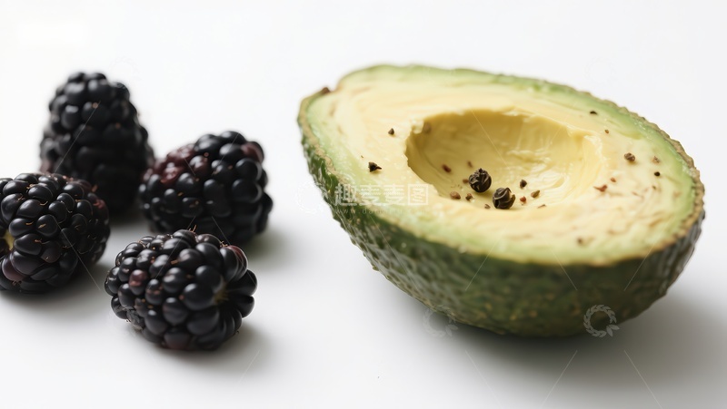 高清大图下载【趣麦麦图】新鲜牛油果与黑莓特写