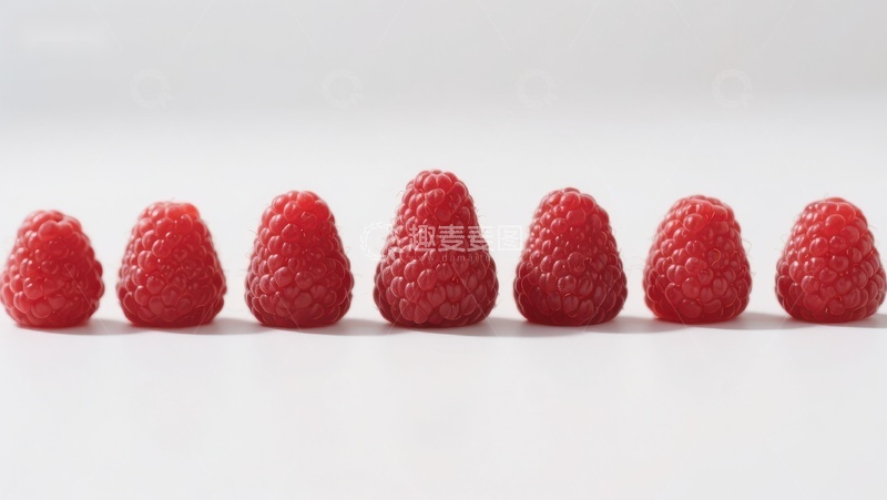 高清大图下载【趣麦麦图】一排新鲜的红色覆盆子