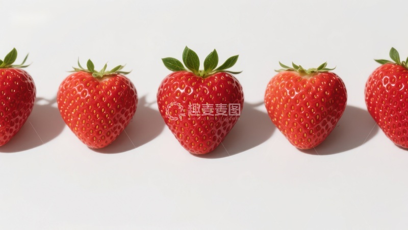 高清大图下载【趣麦麦图】一排新鲜草莓整齐排列
