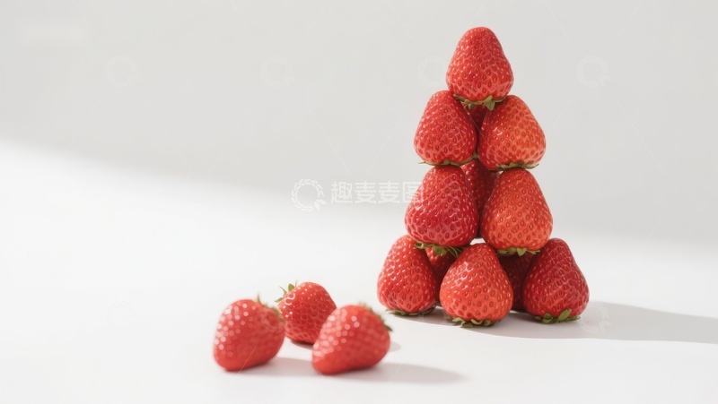 草莓堆叠成金字塔形状